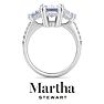 Martha Stewart 5 1/2 Carat Emerald Cut Lab Grown Diamond Three Stone Plus Engagement Ring In 14K White Gold Image-8