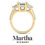 Martha Stewart 5 1/2 Carat Emerald Cut Lab Grown Diamond Three Stone Plus Engagement Ring In 14K Yellow Gold Image-8
