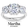Martha Stewart 5 1/2 Carat Round Lab Grown Diamond Three Stone Plus Engagement Ring In 14K White Gold Image-1