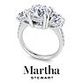 Martha Stewart 5 1/2 Carat Round Lab Grown Diamond Three Stone Plus Engagement Ring In 14K White Gold Image-7