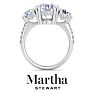 Martha Stewart 5 1/2 Carat Round Lab Grown Diamond Three Stone Plus Engagement Ring In 14K White Gold Image-8