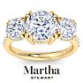 Martha Stewart 5 1/2 Carat Round Lab Grown Diamond Three Stone Plus Engagement Ring In 14K Yellow Gold Image-1