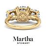 Martha Stewart 5 1/2 Carat Round Lab Grown Diamond Three Stone Plus Engagement Ring In 14K Yellow Gold Image-2