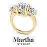 Martha Stewart 5 1/2 Carat Round Lab Grown Diamond Three Stone Plus Engagement Ring In 14K Yellow Gold Image-7
