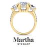 Martha Stewart 5 1/2 Carat Round Lab Grown Diamond Three Stone Plus Engagement Ring In 14K Yellow Gold Image-8
