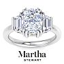Martha Stewart 5 Carat Cushion Cut and Trapezoid Lab Grown Diamond Three Stone Engagement Ring In 14K White Gold Image-1