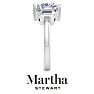 Martha Stewart 5 Carat Cushion Cut and Trapezoid Lab Grown Diamond Three Stone Engagement Ring In 14K White Gold Image-10