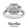 Martha Stewart 5 Carat Cushion Cut and Trapezoid Lab Grown Diamond Three Stone Engagement Ring In 14K White Gold Image-2