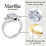 Martha Stewart 5 Carat Cushion Cut and Trapezoid Lab Grown Diamond Three Stone Engagement Ring In 14K White Gold Image-3