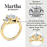 Martha Stewart 5 Carat Cushion Cut and Trapezoid Lab Grown Diamond Three Stone Engagement Ring In 14K White Gold Image-4