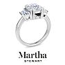 Martha Stewart 5 Carat Cushion Cut and Trapezoid Lab Grown Diamond Three Stone Engagement Ring In 14K White Gold Image-7