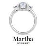 Martha Stewart 5 Carat Cushion Cut and Trapezoid Lab Grown Diamond Three Stone Engagement Ring In 14K White Gold Image-8