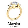 Martha Stewart 5 Carat Cushion Cut and Trapezoid Lab Grown Diamond Three Stone Engagement Ring In 14K Yellow Gold Image-7