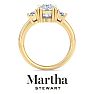 Martha Stewart 5 Carat Cushion Cut and Trapezoid Lab Grown Diamond Three Stone Engagement Ring In 14K Yellow Gold Image-8