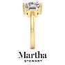 Martha Stewart 5 Carat Cushion Cut and Trapezoid Lab Grown Diamond Three Stone Engagement Ring In 14K Yellow Gold Image-9
