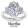 Martha Stewart 5 Carat Oval Shape and Trapezoid Lab Grown Diamond Three Stone Engagement Ring In 14K White Gold Image-1