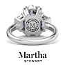 Martha Stewart 5 Carat Oval Shape and Trapezoid Lab Grown Diamond Three Stone Engagement Ring In 14K White Gold Image-2