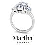 Martha Stewart 5 Carat Oval Shape and Trapezoid Lab Grown Diamond Three Stone Engagement Ring In 14K White Gold Image-7