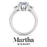 Martha Stewart 5 Carat Oval Shape and Trapezoid Lab Grown Diamond Three Stone Engagement Ring In 14K White Gold Image-8