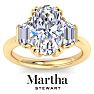 Martha Stewart 5 Carat Oval Shape and Trapezoid Lab Grown Diamond Three Stone Engagement Ring In 14K Yellow Gold Image-1