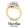 Martha Stewart 5 Carat Oval Shape and Trapezoid Lab Grown Diamond Three Stone Engagement Ring In 14K Yellow Gold Image-7