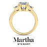 Martha Stewart 5 Carat Oval Shape and Trapezoid Lab Grown Diamond Three Stone Engagement Ring In 14K Yellow Gold Image-8