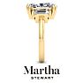 Martha Stewart 5 Carat Oval Shape and Trapezoid Lab Grown Diamond Three Stone Engagement Ring In 14K Yellow Gold Image-9