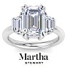 Martha Stewart 5 Carat Emerald Cut and Trapezoid Lab Grown Diamond Three Stone Engagement Ring In 14K White Gold Image-1