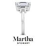 Martha Stewart 5 Carat Emerald Cut and Trapezoid Lab Grown Diamond Three Stone Engagement Ring In 14K White Gold Image-10