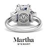 Martha Stewart 5 Carat Emerald Cut and Trapezoid Lab Grown Diamond Three Stone Engagement Ring In 14K White Gold Image-2