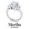 Martha Stewart 5 Carat Emerald Cut and Trapezoid Lab Grown Diamond Three Stone Engagement Ring In 14K White Gold Image-7