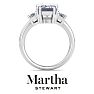 Martha Stewart 5 Carat Emerald Cut and Trapezoid Lab Grown Diamond Three Stone Engagement Ring In 14K White Gold Image-8