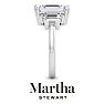 Martha Stewart 5 Carat Emerald Cut and Trapezoid Lab Grown Diamond Three Stone Engagement Ring In 14K White Gold Image-9