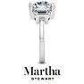 Martha Stewart 5 Carat Round and Trapezoid Lab Grown Diamond Three Stone Engagement Ring In 14K White Gold Image-10