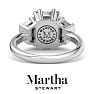Martha Stewart 5 Carat Round and Trapezoid Lab Grown Diamond Three Stone Engagement Ring In 14K White Gold Image-2