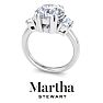 Martha Stewart 5 Carat Round and Trapezoid Lab Grown Diamond Three Stone Engagement Ring In 14K White Gold Image-7