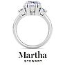 Martha Stewart 5 Carat Round and Trapezoid Lab Grown Diamond Three Stone Engagement Ring In 14K White Gold Image-8