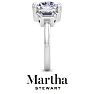Martha Stewart 5 Carat Round and Trapezoid Lab Grown Diamond Three Stone Engagement Ring In 14K White Gold Image-9