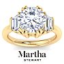 Martha Stewart 5 Carat Round and Trapezoid Lab Grown Diamond Three Stone Engagement Ring In 14K Yellow Gold Image-1