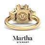 Martha Stewart 5 Carat Round and Trapezoid Lab Grown Diamond Three Stone Engagement Ring In 14K Yellow Gold Image-2