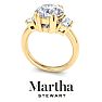 Martha Stewart 5 Carat Round and Trapezoid Lab Grown Diamond Three Stone Engagement Ring In 14K Yellow Gold Image-7