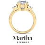 Martha Stewart 5 Carat Round and Trapezoid Lab Grown Diamond Three Stone Engagement Ring In 14K Yellow Gold Image-8