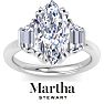 Martha Stewart 5 Carat Marquise Shape and Trapezoid Lab Grown Diamond Three Stone Engagement Ring In 14K White Gold Image-1
