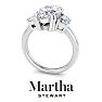 Martha Stewart 5 Carat Marquise Shape and Trapezoid Lab Grown Diamond Three Stone Engagement Ring In 14K White Gold Image-7