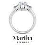 Martha Stewart 5 Carat Marquise Shape and Trapezoid Lab Grown Diamond Three Stone Engagement Ring In 14K White Gold Image-8
