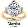 Martha Stewart 5 Carat Marquise Shape and Trapezoid Lab Grown Diamond Three Stone Engagement Ring In 14K Yellow Gold Image-1