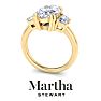 Martha Stewart 5 Carat Marquise Shape and Trapezoid Lab Grown Diamond Three Stone Engagement Ring In 14K Yellow Gold Image-7