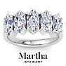 Martha Stewart 3 Carat Marquise Shape Lab Grown Diamond Five Stone Engagement Ring In 14K White Gold Image-1