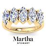 Martha Stewart 3 Carat Marquise Shape Lab Grown Diamond Five Stone Engagement Ring In 14K Yellow Gold Image-1