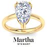 Martha Stewart 3 Carat Pear Shape Lab Grown Diamond Solitaire Engagement Ring In 14K Yellow Gold Image-1